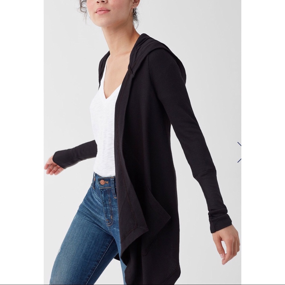 Splendid Draped Waffle Knit Hooded Sweater